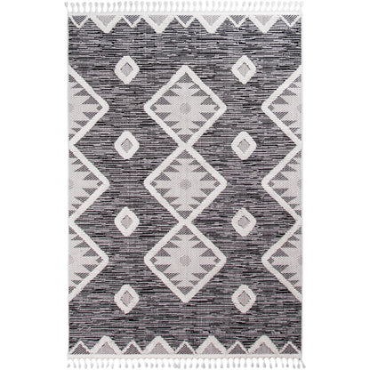 שטיח אטלס 04 אפור כהה עם פרנזים | השטיח האדום