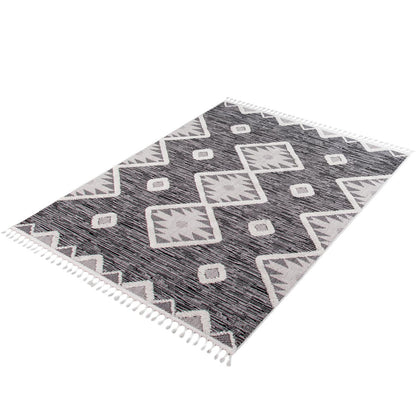 שטיח אטלס 04 אפור כהה עם פרנזים | השטיח האדום