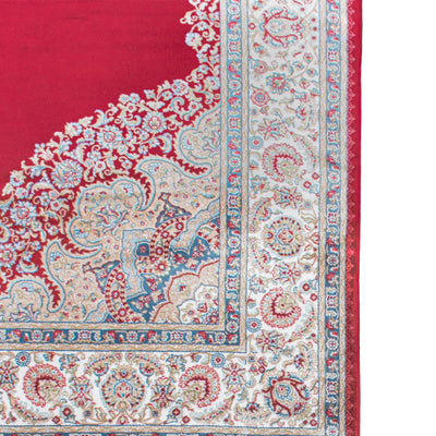 שטיח אספהאן 04 בז'/אדום עם פרנזים | השטיח האדום