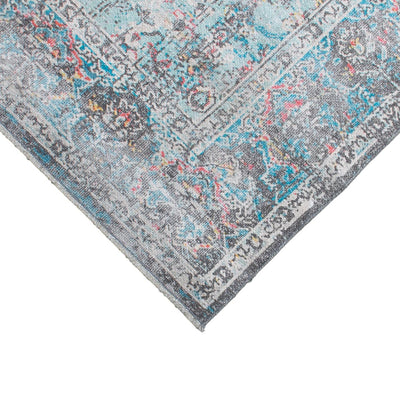 שטיח קשמיר 13 כחול/תכלת/שחור ראנר עם פרנזים | השטיח האדום