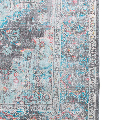 שטיח קשמיר 13 כחול/תכלת/שחור עם פרנזים | השטיח האדום