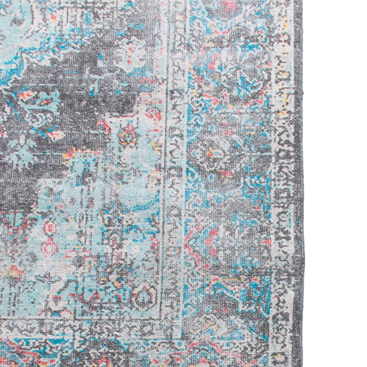שטיח קשמיר 13 כחול/תכלת/שחור עם פרנזים | השטיח האדום