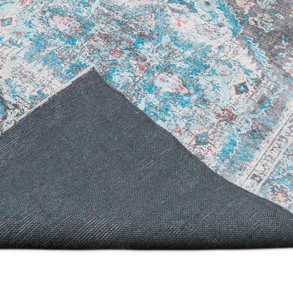 שטיח קשמיר 13 כחול/תכלת/שחור עם פרנזים | השטיח האדום