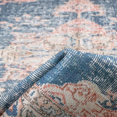 שטיח קשמיר 12 כחול כהה/בז' עם פרנזים | השטיח האדום
