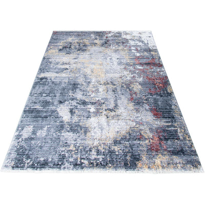 שטיח איסטנבול 02 אפור/צהוב/כתום עם פרנזים | השטיח האדום