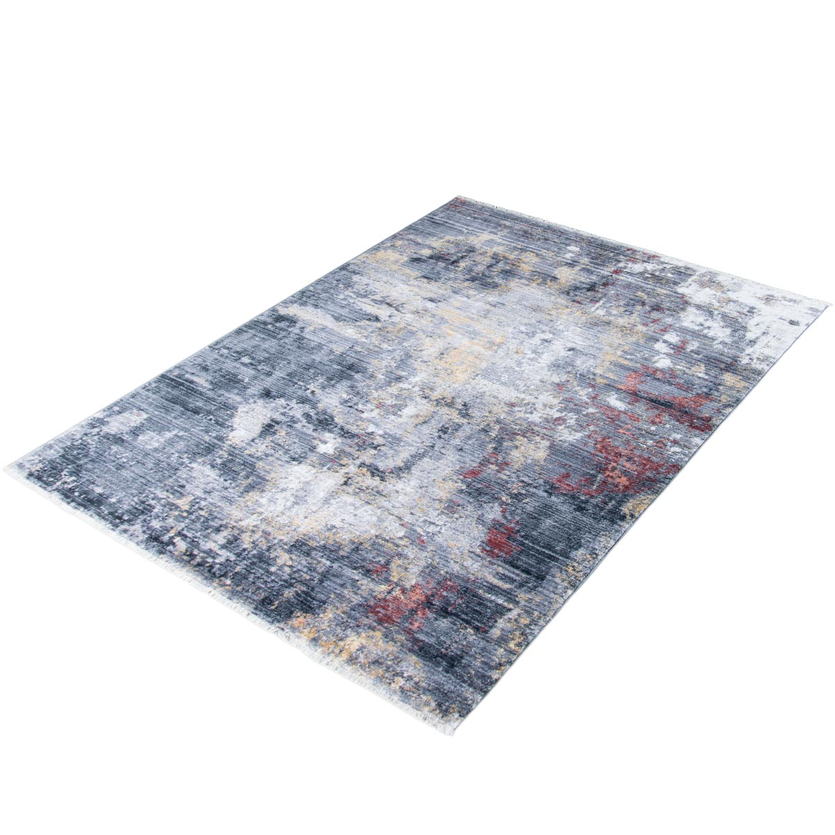 שטיח איסטנבול 02 אפור/צהוב/כתום עם פרנזים | השטיח האדום