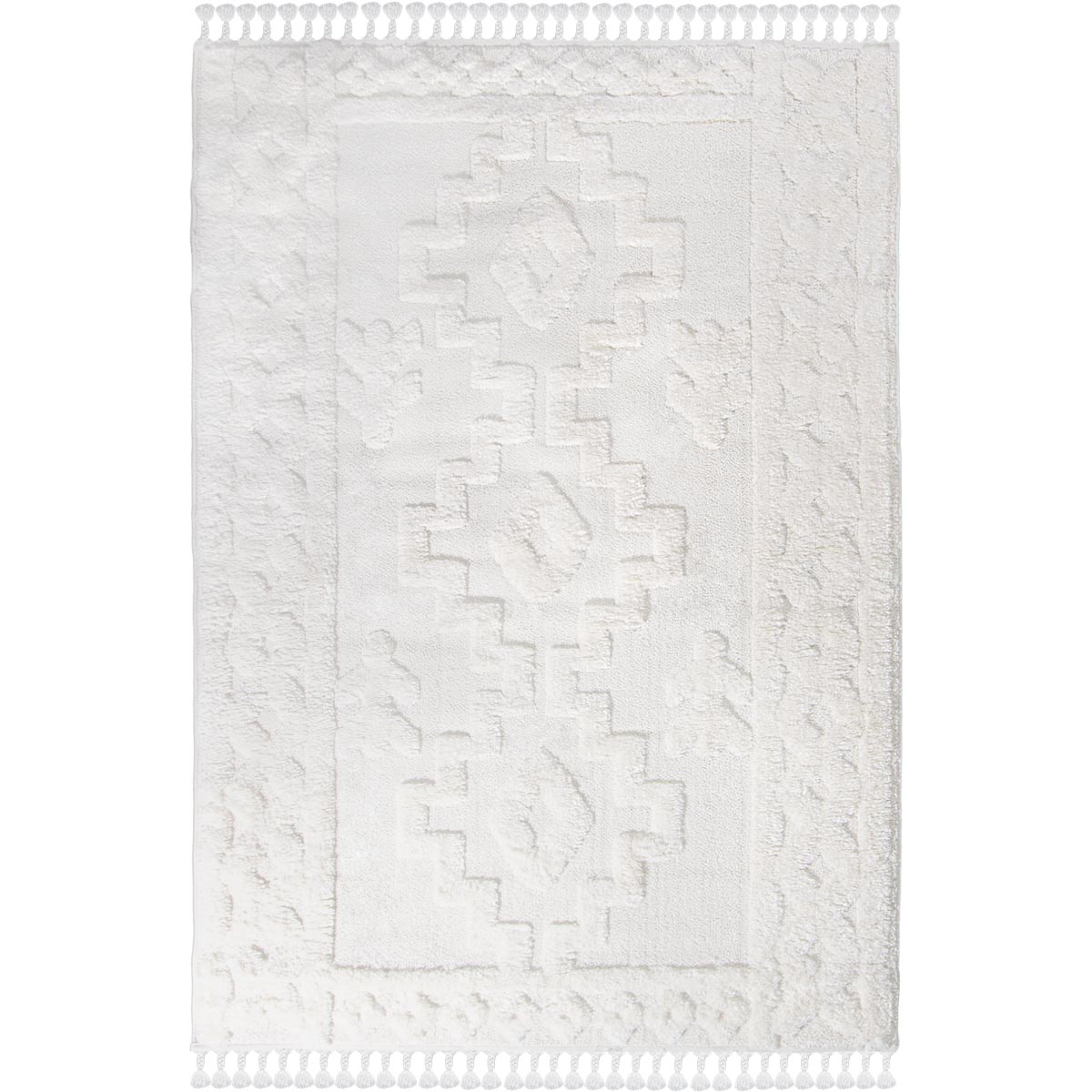 שטיח אטלס 10 קרם עם פרנזים עבים | השטיח האדום