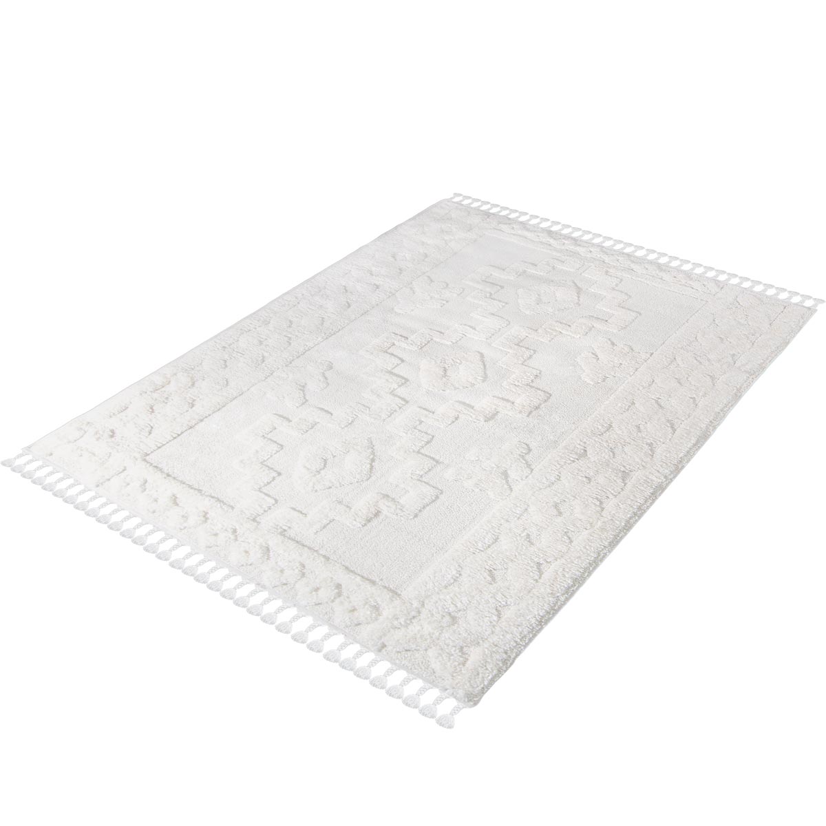 שטיח אטלס 10 קרם עם פרנזים עבים | השטיח האדום