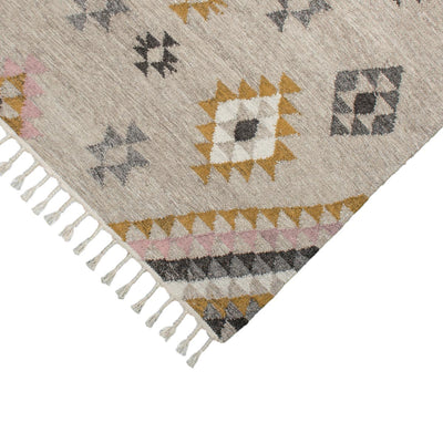 שטיח קילים סקנדינבי 08 אפור/צהוב ראנר עם פרנזים | השטיח האדום