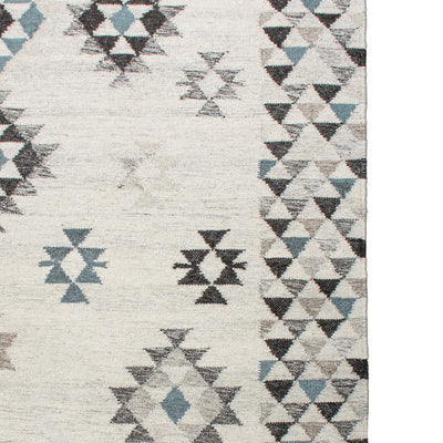 שטיח קילים סקנדינבי 09 אפור/כחול עם פרנזים | השטיח האדום