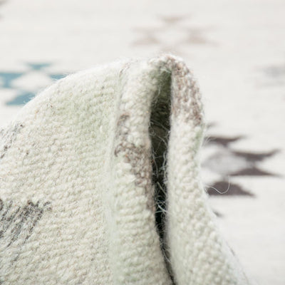 שטיח קילים סקנדינבי 09 אפור/כחול עם פרנזים | השטיח האדום