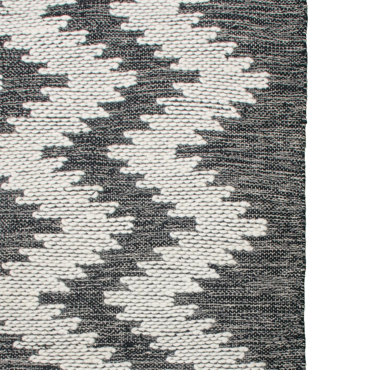 שטיח קילים סקנדינבי 11 אפור כהה/לבן עם פרנזים | השטיח האדום