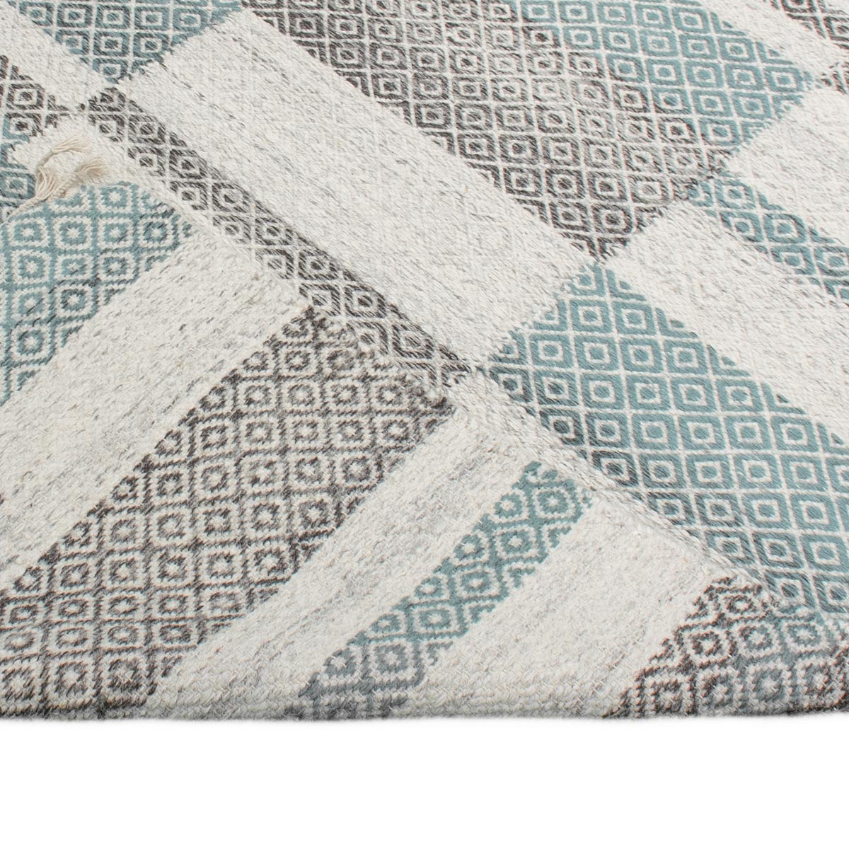 שטיח קילים סקנדינבי 10 אפור/כחול ראנר עם פרנזים | השטיח האדום