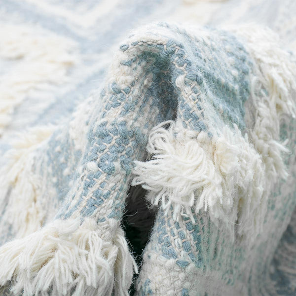 שטיח קילים סקנדינבי 05 תכלת עם פרנזים KILIM - hover