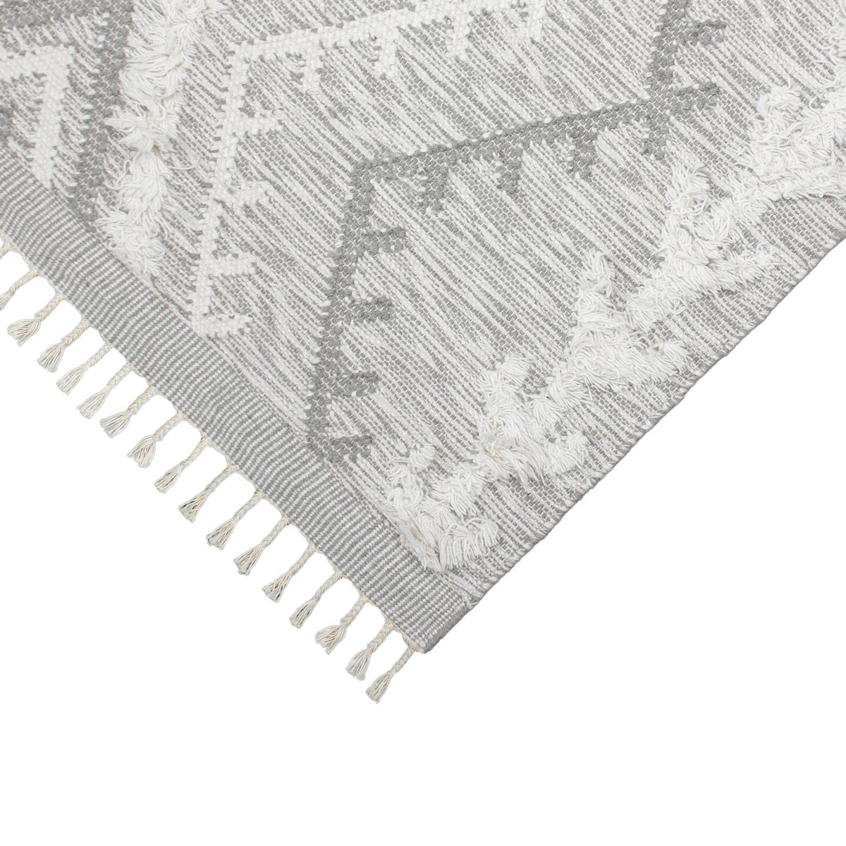 שטיח קילים סקנדינבי 05 אפור בהיר עם פרנזים | השטיח האדום