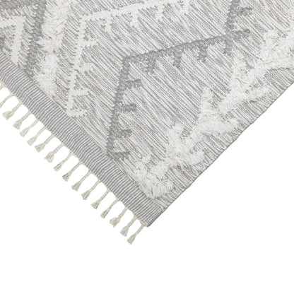 שטיח קילים סקנדינבי 05 אפור בהיר עם פרנזים | השטיח האדום