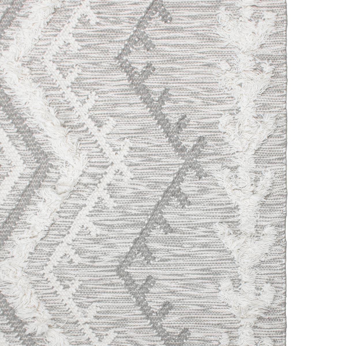 שטיח קילים סקנדינבי 05 אפור בהיר עם פרנזים | השטיח האדום