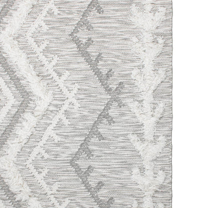 שטיח קילים סקנדינבי 05 אפור בהיר עם פרנזים | השטיח האדום