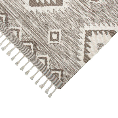 שטיח קילים סקנדינבי 06 חום עם פרנזים | השטיח האדום