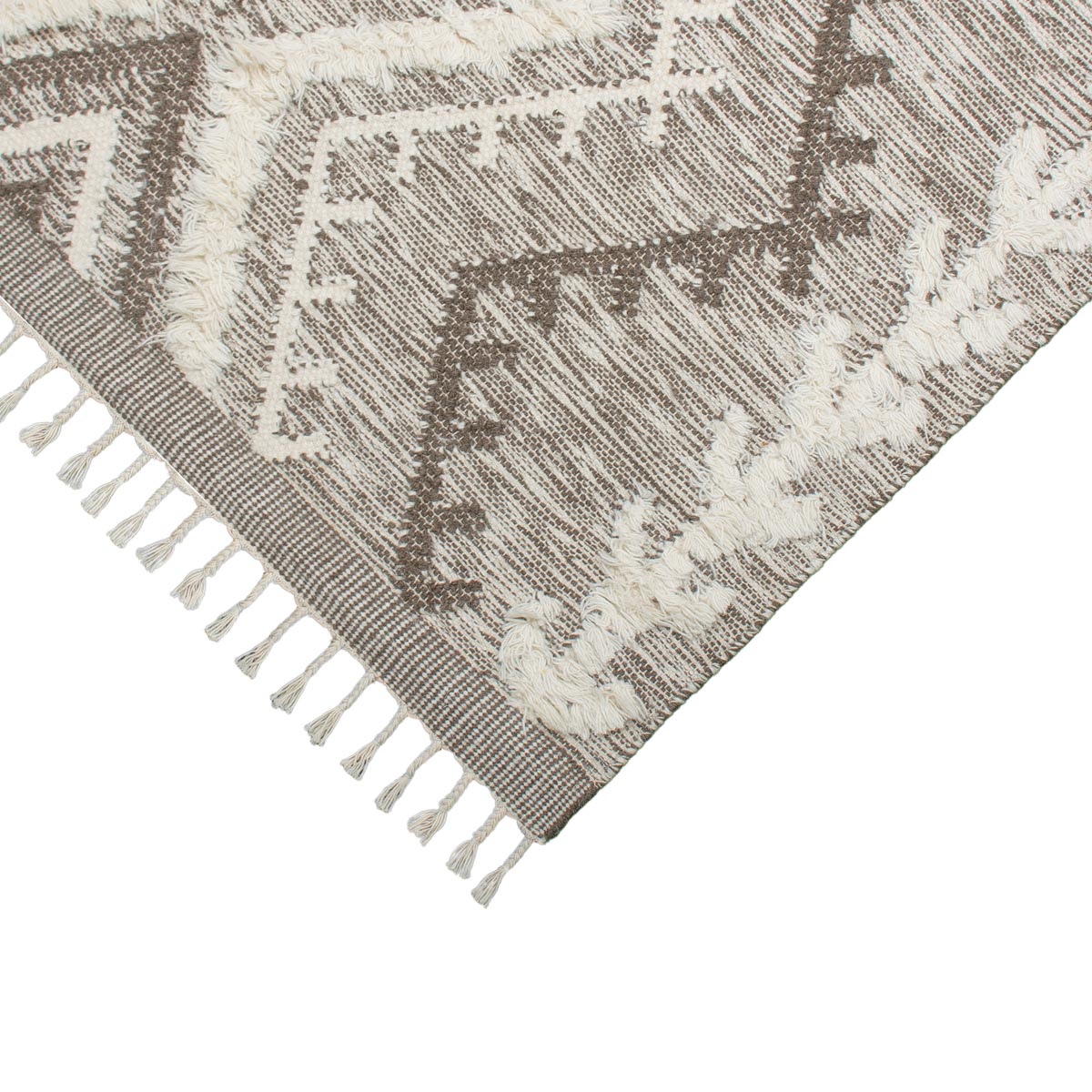 שטיח קילים סקנדינבי 05 חום עם פרנזים | השטיח האדום