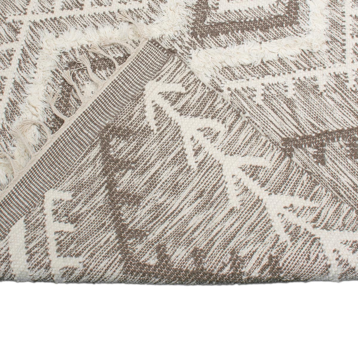 שטיח קילים סקנדינבי 05 חום עם פרנזים | השטיח האדום