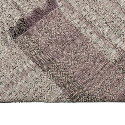 שטיח גפן כותנה 05 סגול/אפור עם פרנזים | השטיח האדום