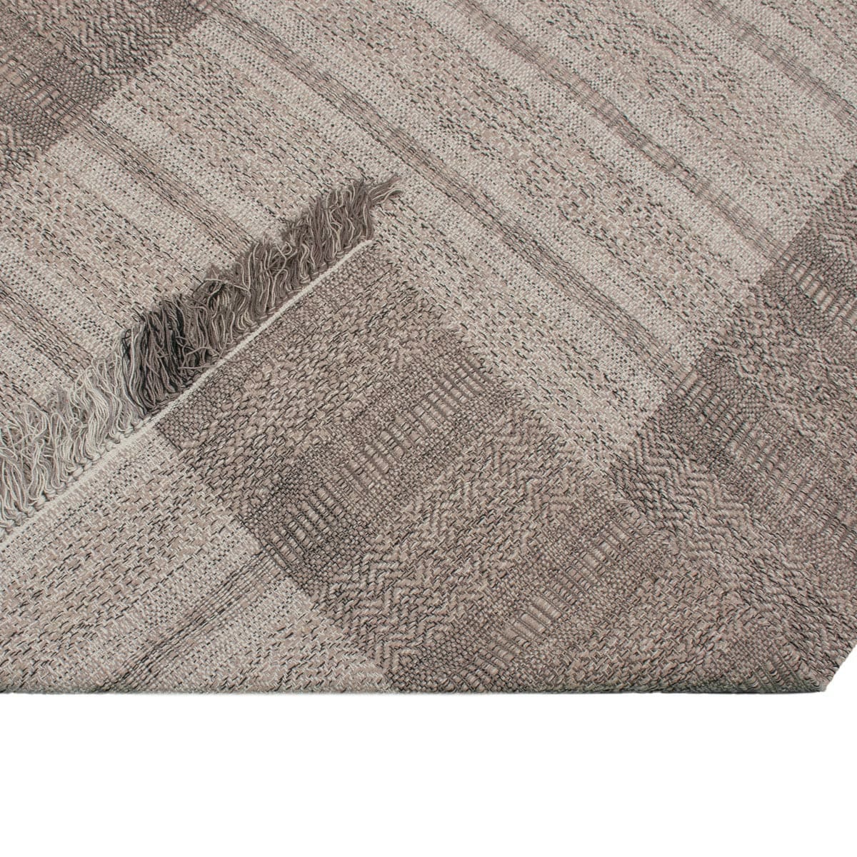 שטיח גפן כותנה 05 בז'/אפור עם פרנזים | השטיח האדום