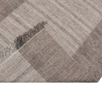 שטיח גפן כותנה 05 בז'/אפור ראנר עם פרנזים | השטיח האדום