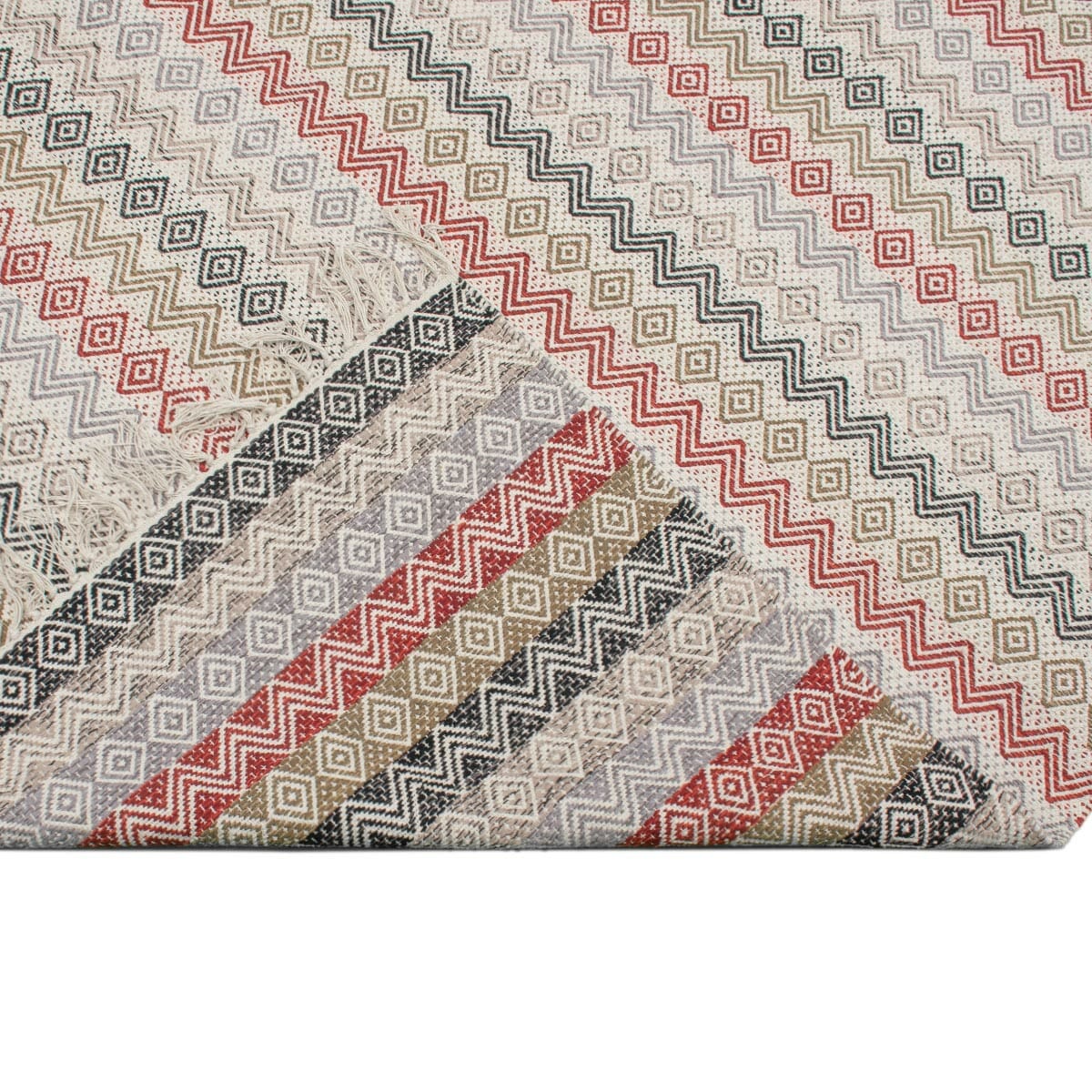 שטיח גפן כותנה 04 צבעוני עם פרנזים | השטיח האדום