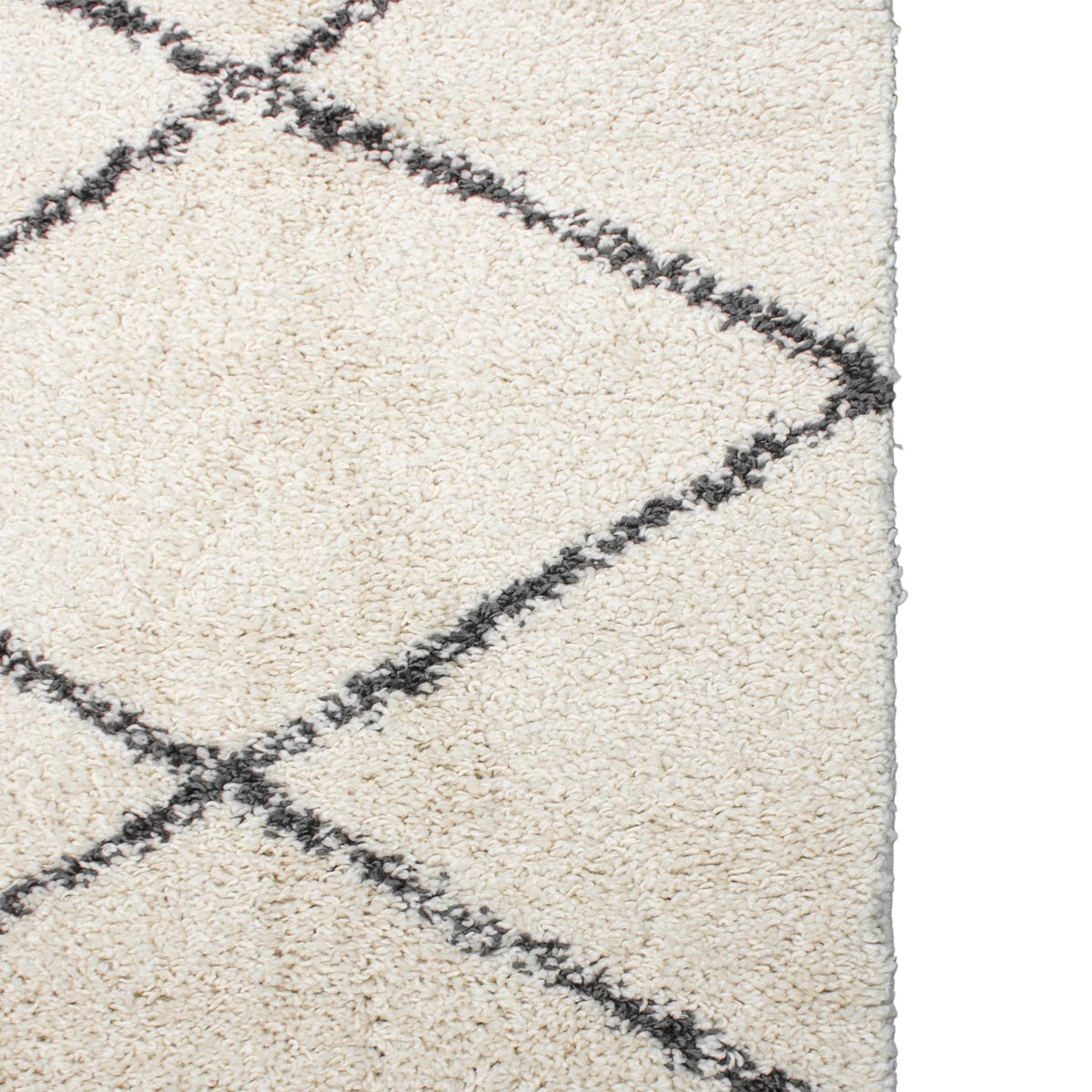 שטיח שאגי מרקש 05 קרם/שחור עם פרנזים | השטיח האדום