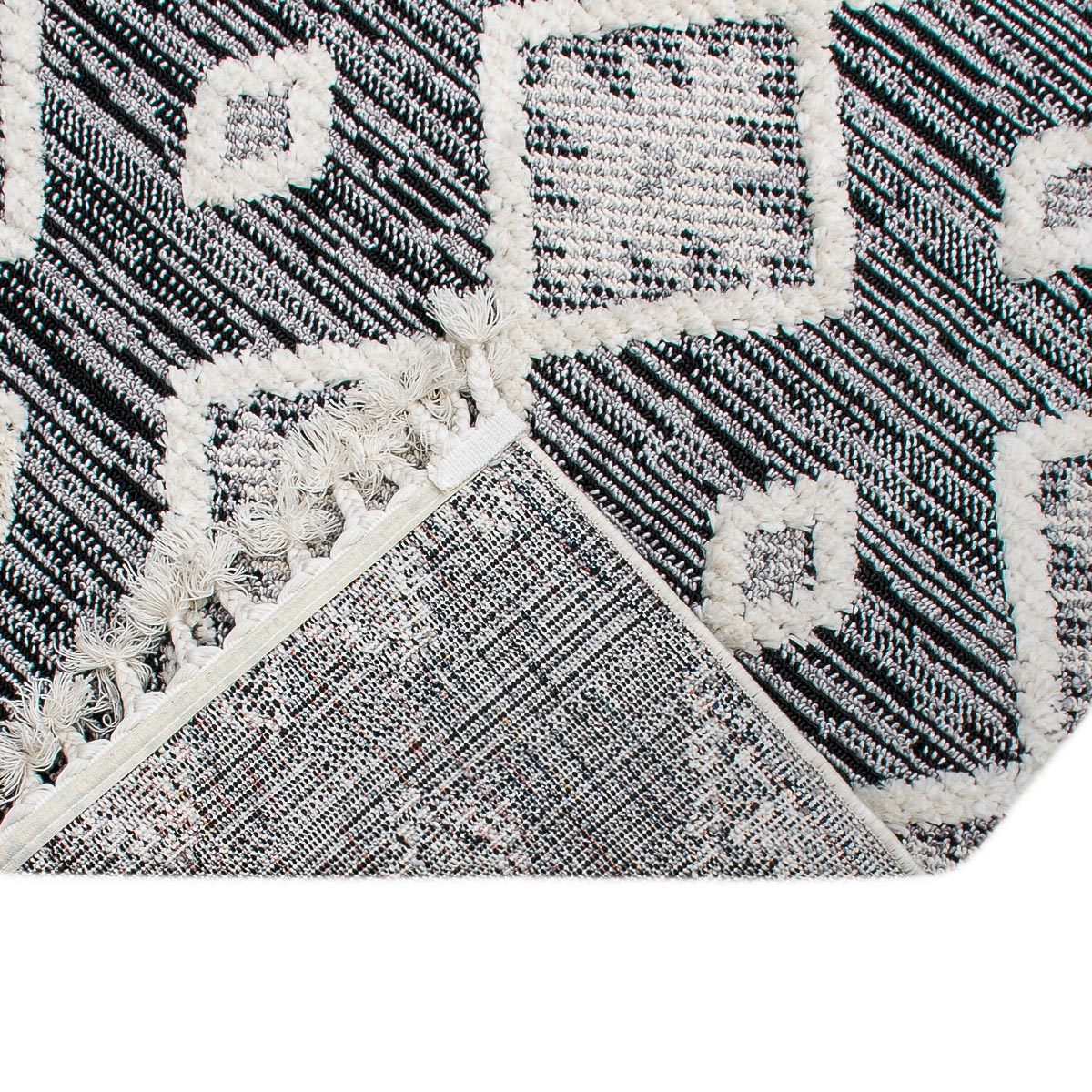 שטיח אטלס 04 אפור כהה עם פרנזים | השטיח האדום