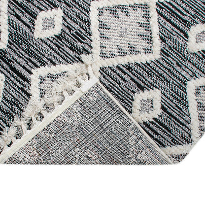 שטיח אטלס 04 אפור כהה עם פרנזים | השטיח האדום