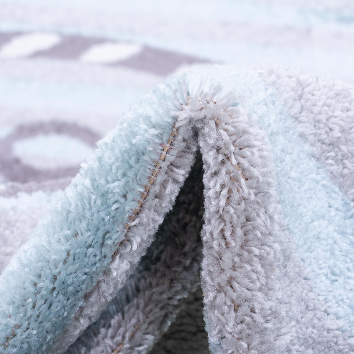 שטיח פאלמה 12 אפור/קרם/תכלת עגול | השטיח האדום