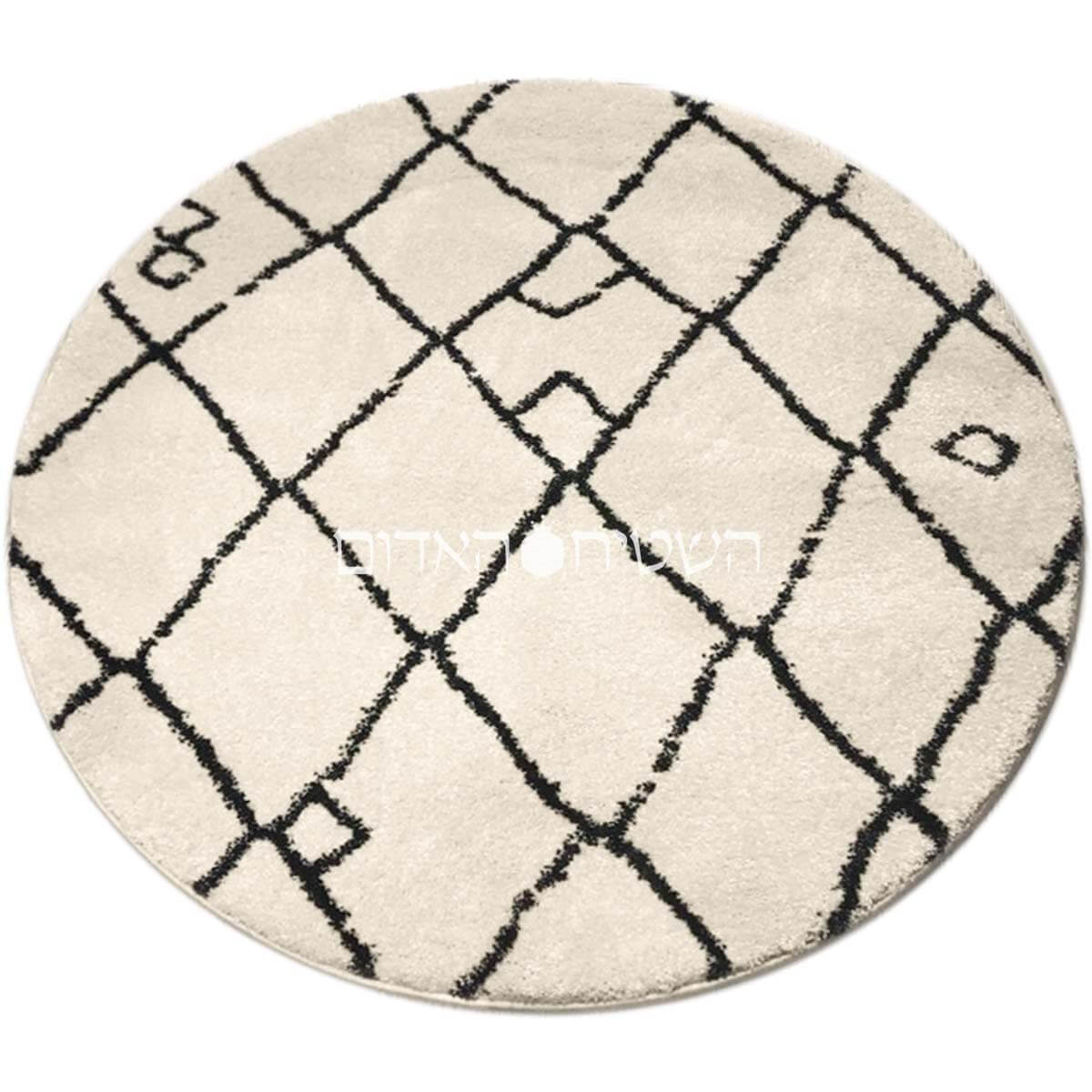 שטיח מרקש 06 קרם/שחור עגול | השטיח האדום