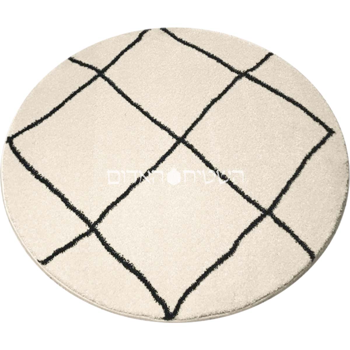 שטיח מרקש 11 קרם/שחור עגול | השטיח האדום