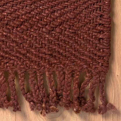 שטיח תמר אריגה גסה 07 אדום עם פרנזים | השטיח האדום