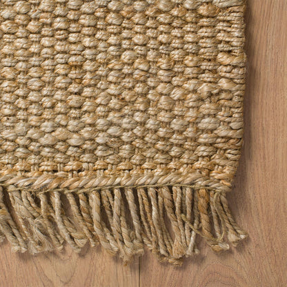 שטיח תמר אריגה גסה 06 בז' עם פרנזים | השטיח האדום