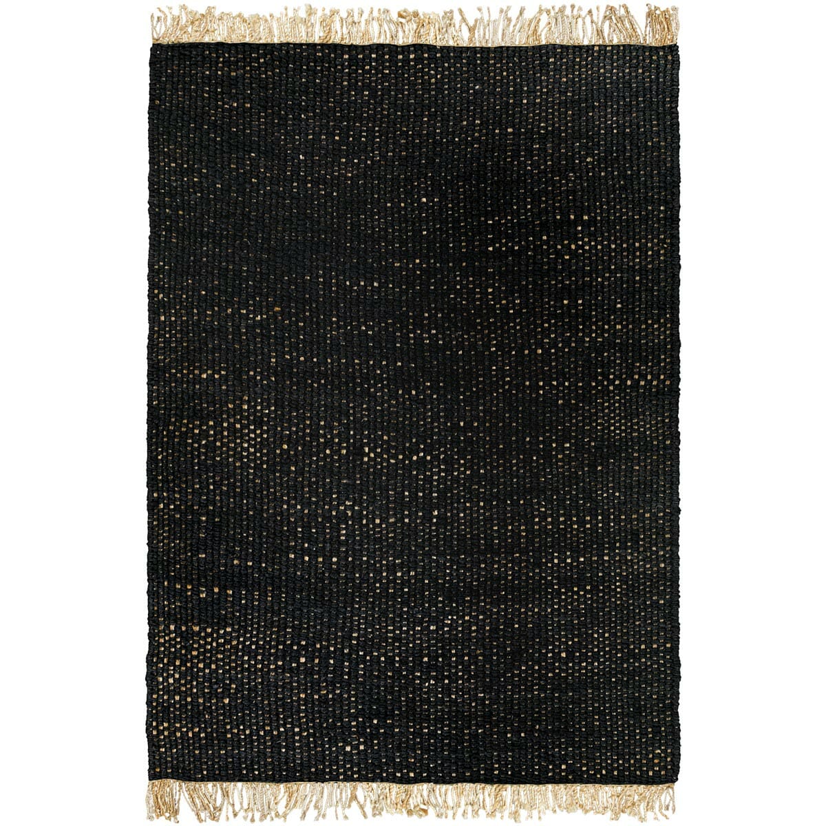 שטיח תמר אריגה גסה 06 שחור/בז' עם פרנזים | השטיח האדום