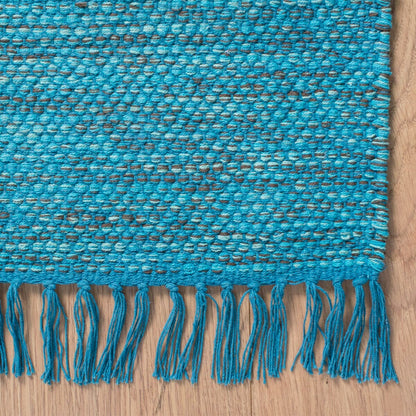 שטיח גפן כותנה 01 טורקיז עם פרנזים | השטיח האדום