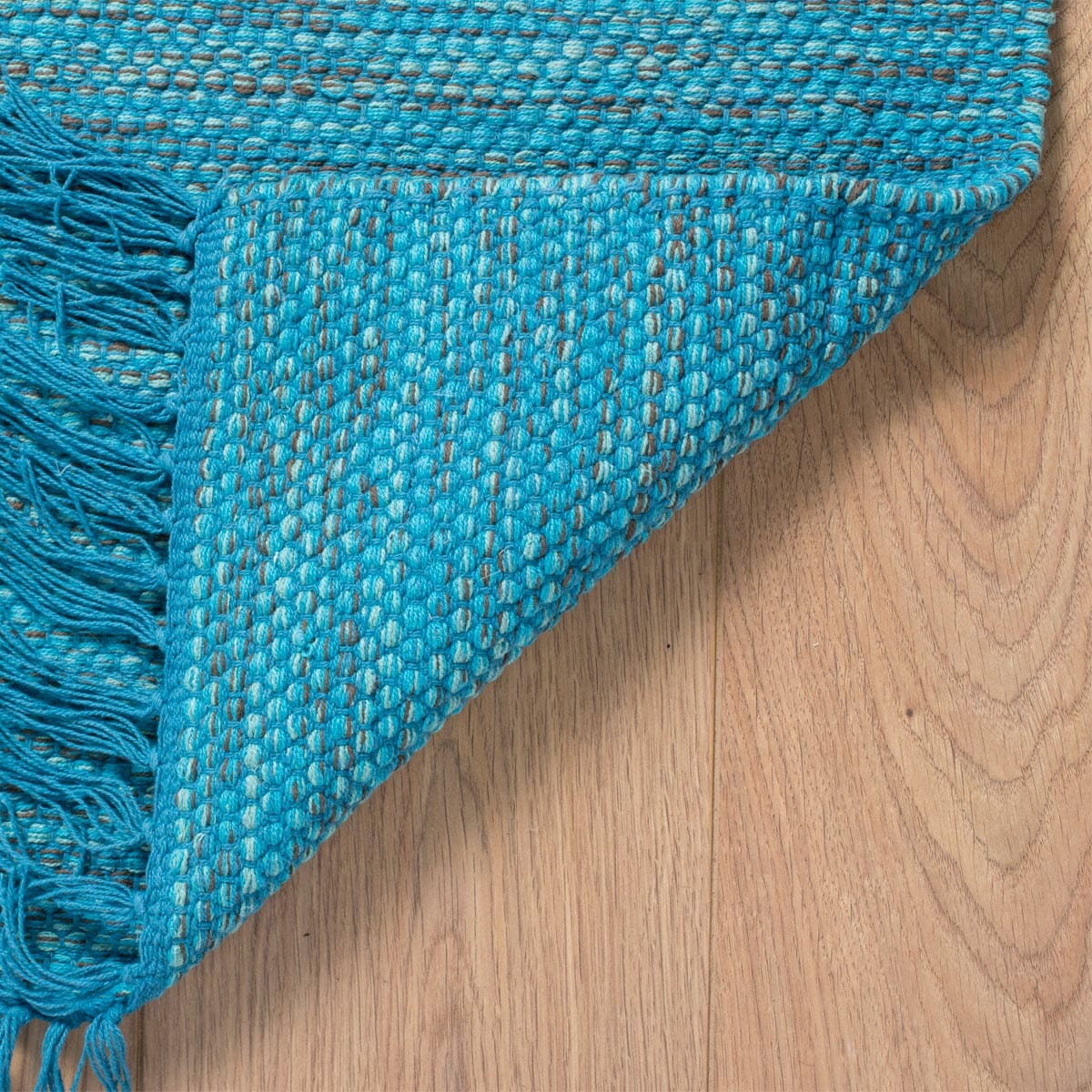 שטיח גפן כותנה 01 טורקיז עם פרנזים | השטיח האדום