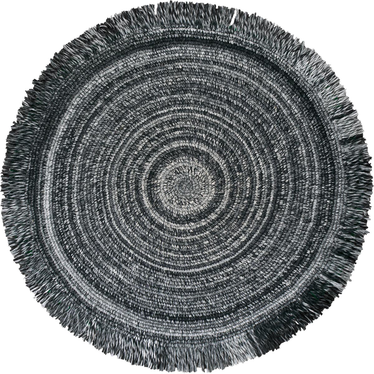 שטיח גרינלנד 09 אפור כהה/אפור בהיר עגול עם פרנזים | השטיח האדום