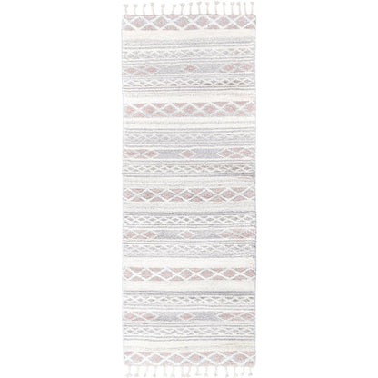 שטיח ברבר מרוקאי 04 ורוד/אפור ראנר עם פרנזים | השטיח האדום