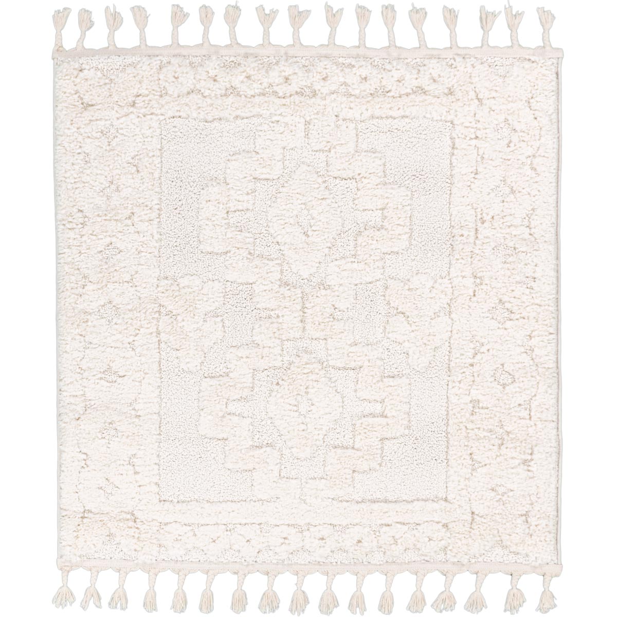 שטיח אטלס 10 קרם ריבוע עם פרנזים | השטיח האדום