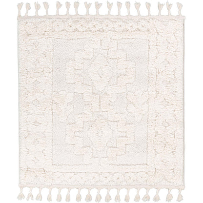 שטיח אטלס 10 קרם ריבוע עם פרנזים | השטיח האדום