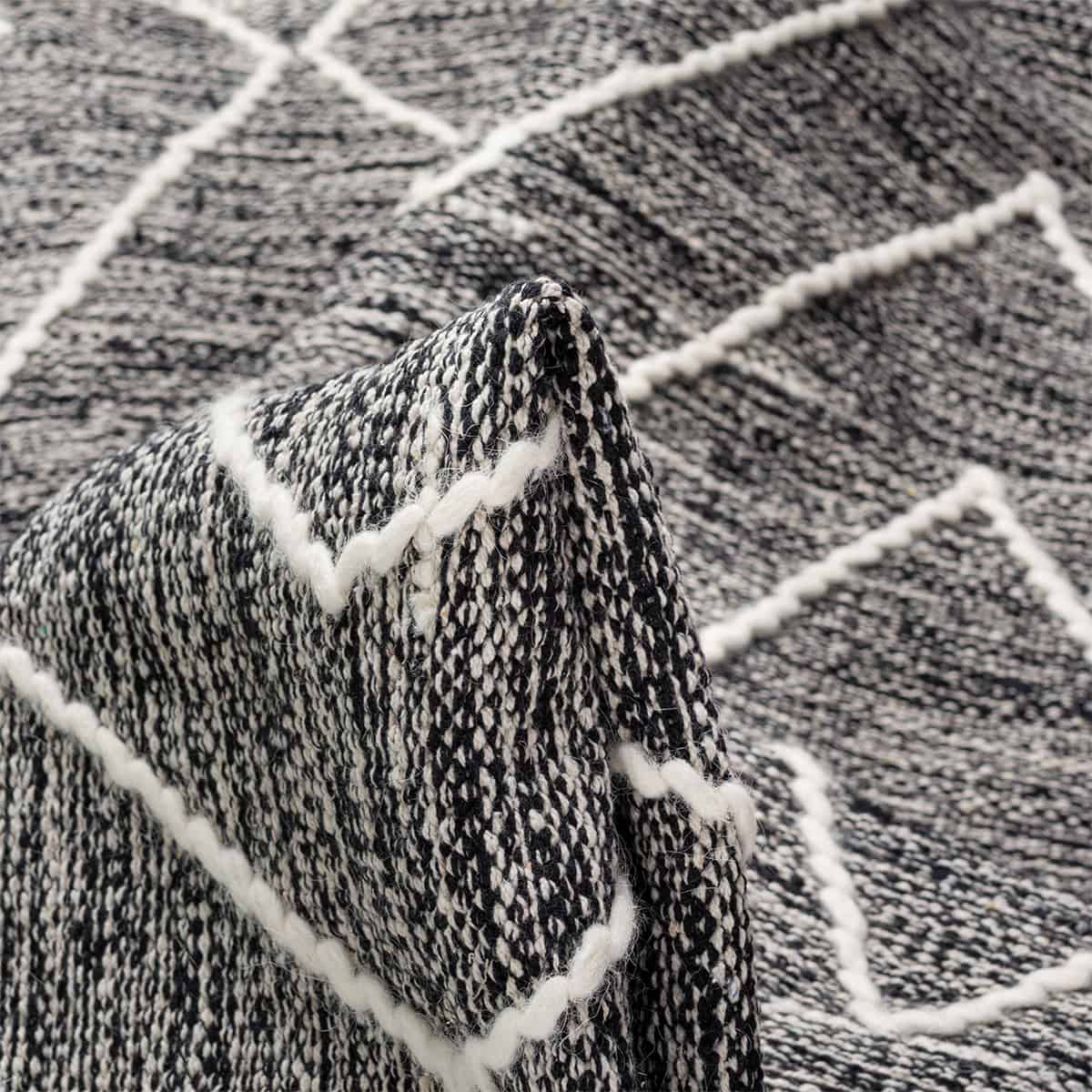 שטיח גפן כותנה 10 שחור/לבן עגול | השטיח האדום