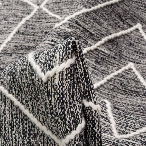 שטיח גפן כותנה 10 שחור/לבן עגול GEFEN - hover