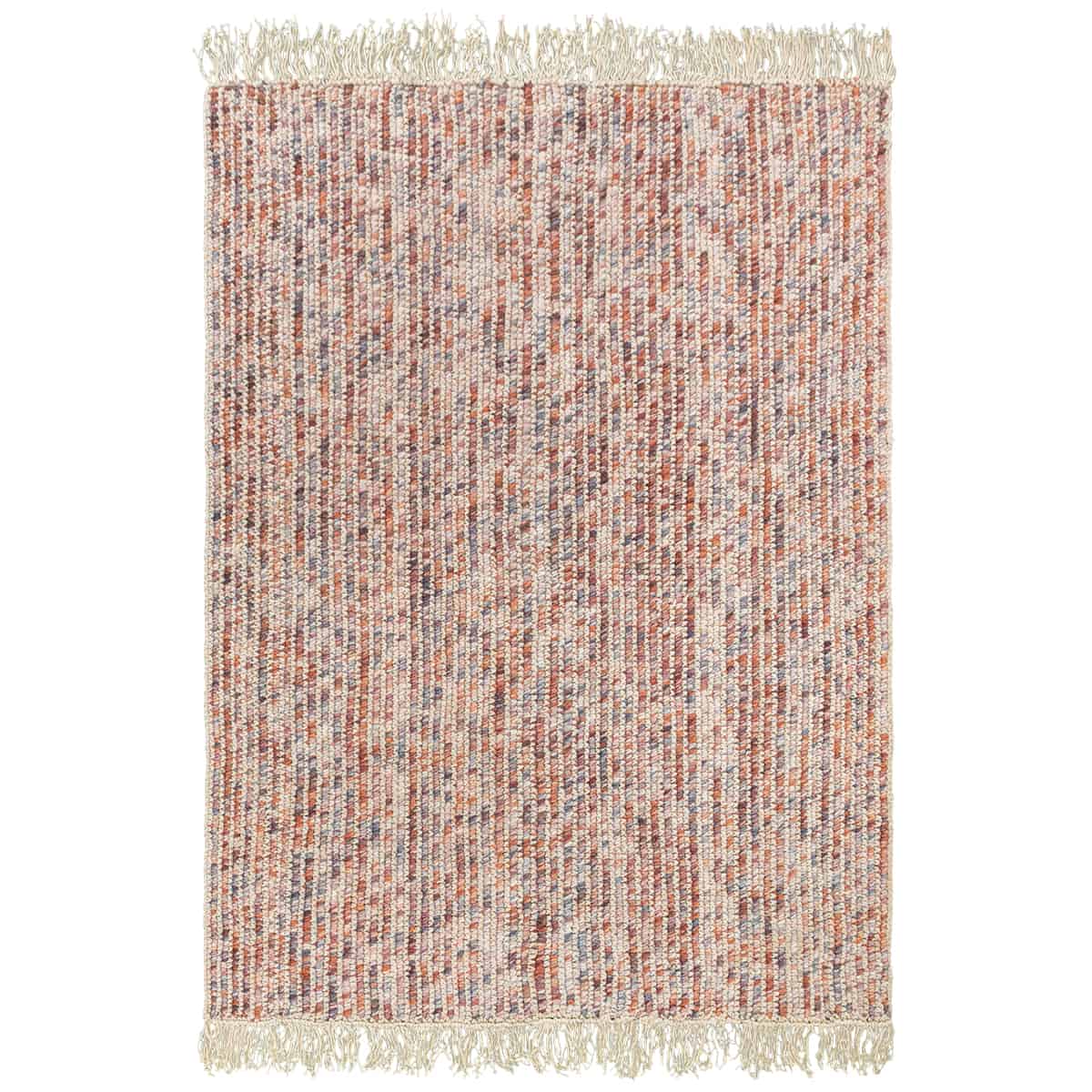 שטיח תמר אריגה גסה 10 קרם/צבעוני עם פרנזים | השטיח האדום