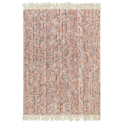 שטיח תמר אריגה גסה 10 קרם/צבעוני עם פרנזים | השטיח האדום