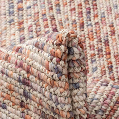 שטיח תמר אריגה גסה 10 קרם/צבעוני עם פרנזים | השטיח האדום