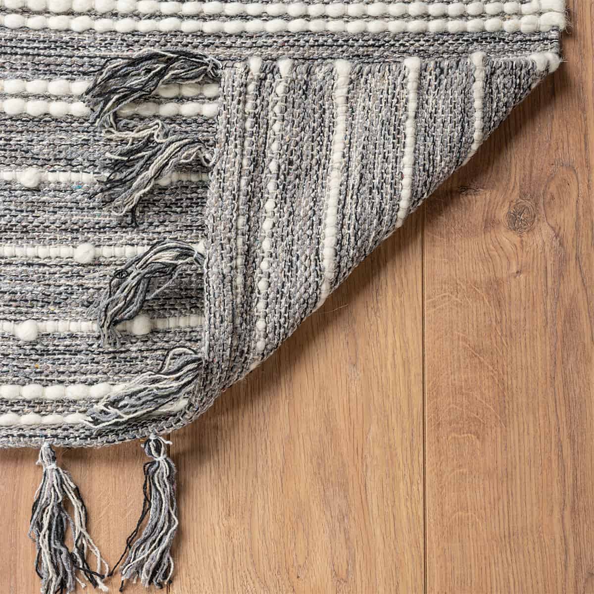 שטיח גפן כותנה 14 אפור ראנר עם פרנזים | השטיח האדום